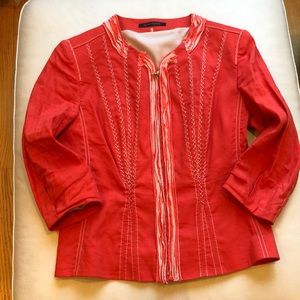 Elie Tahari orange/tan zip front blazer